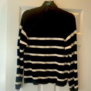 Aqua navy & white striped sweater